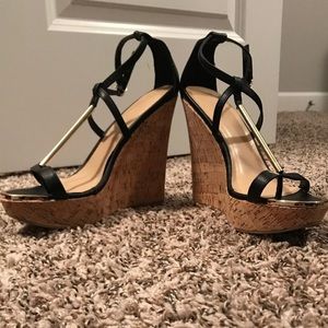 Black,Tan, Gold Wedges